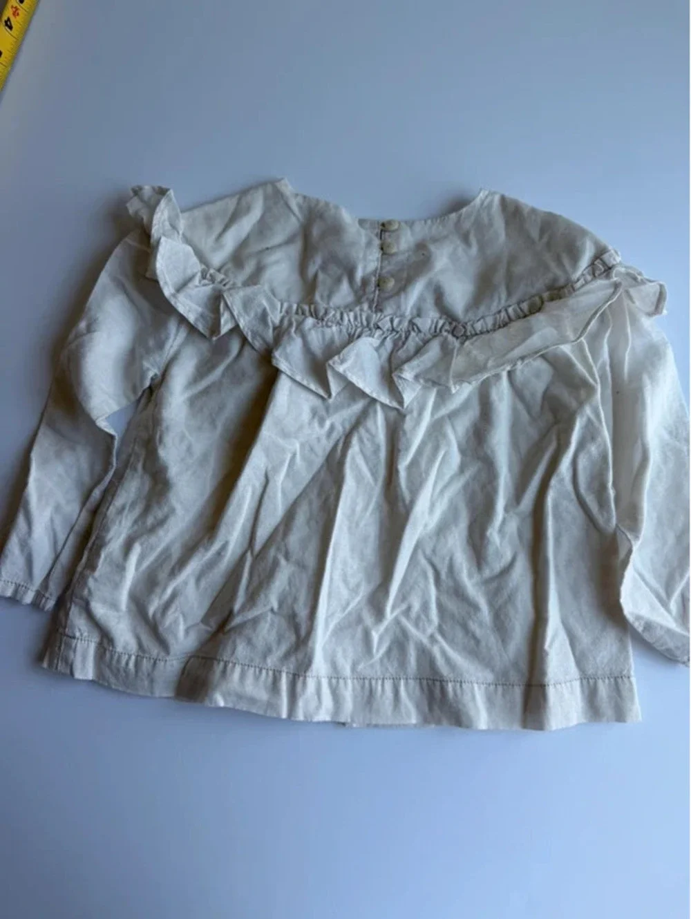 Gymboree Girls Cream Dotted Ruffle Blouse Long Sleeve 3T